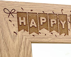 16th Birthday Photo Frame Portrait Wooden Engraved Bunting Style Gift