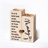 Personalised Mummy Double Tea Light Candle Holder Gift