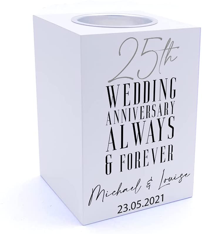 Personalised 25th Wedding Anniversary Tea Light Holder Gift Tea Light Holder ukgiftstoreonline