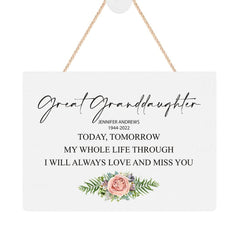 ukgiftstoreonline Personalised Great Granddaughter Remembrance Memorial Keepsake Plaque