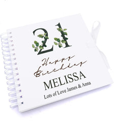 Personalised 21st Birthday Green Leaf Design Gift Scrapbook Photo Album