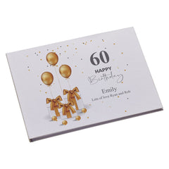 Personalised A4 Linen 60th Birthday Guest Book Printed With Presents Guest Book ukgiftstoreonline