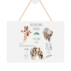 ukgiftstoreonline Personalised Safari Animal New Baby Plaque Gift