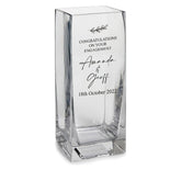Personalised Square Engagement Glass Flower Vase Gift Present