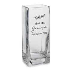 Personalised Square Wedding Glass Flower Vase Gift Present