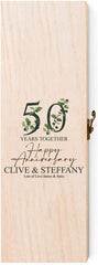 Personalised 50th Anniversary Wooden Wine or Champagne Box Gift