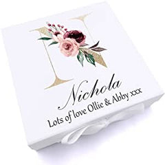 ukgiftstoreonline Personalised Gold Letter Monogram Keepsake Memory Box