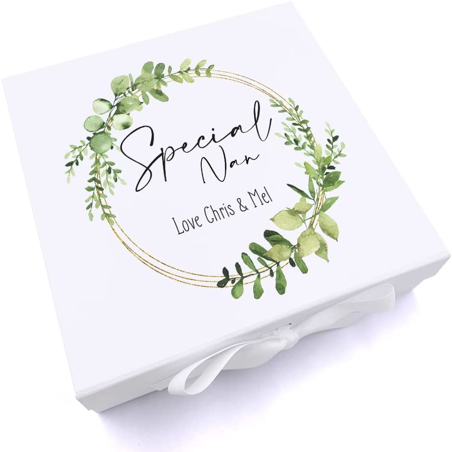 Personalised Special Nan Wreath Design Keepsake Memory Box - ukgiftstoreonline