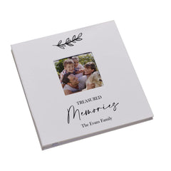 Personalised Family Memories Photo Album Linen Cover With Leaf Design