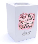 Personalised Worlds Best Mum Gift Tea Light Holder