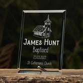 Personalised Baptism Glass Plaque Gift With Church Design