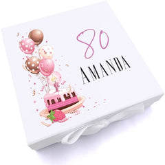 Personalised 80th Birthday Gifts For Her Keepsake Memory Box