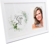 Personalised 50th Birthday Photo Frame Gift With Botanical Design