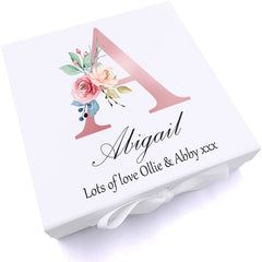 ukgiftstoreonline Personalised Pink Letter Monogram Keepsake Memory Box