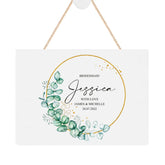 ukgiftstoreonline Personalised Bridesmaid Wedding Plaque Gift With Eucalyptus Wreath