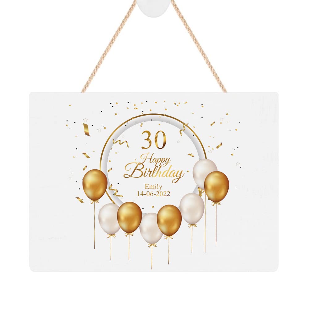ukgiftstoreonline Personalised 30th Birthday Plaque Gift With Balloons Personalised Plaque Gift ukgiftstoreonline