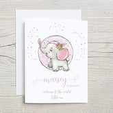 Personalised Welcome to the World New Baby Girl Card Blue Elephant Design