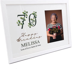 Personalised 70th Birthday Green Leaf Design Gift Photo Frame