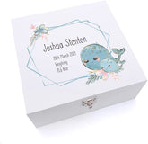 ukgiftstoreonline Personalised Baby Keepsake Memories Wooden Box Whale Design