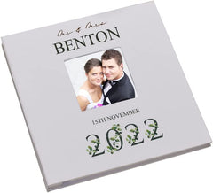 Personalised Wedding Photo Album Linen Cover With Leaf Design LLPA-13