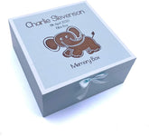 Personalised Baby Boy Blue Memories Keepsake Box