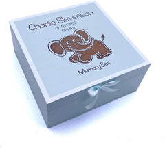 Personalised Baby Boy Blue Memories Keepsake Box