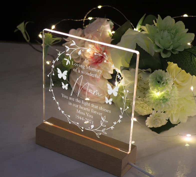 in Loving Memory of Mum Remembrance Memorial Personalised Light LED Lamp Personalised Lights ukgiftstoreonline