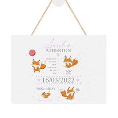 ukgiftstoreonline Personalised Baby Girl Hanging Rope Plaque Nursery Birth Details