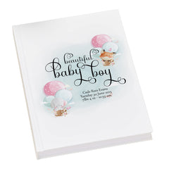 Personalised Baby Boy Record Book Keepsake Milestone Journal Air Balloons