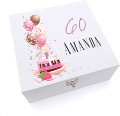 ukgiftstoreonline Personalised 60th Birthday Gifts For Her Keepsake Large Wooden Box