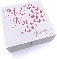 ukgiftstoreonline Personalised Luxury Wooden Wedding Keepsake Box With Butterflies