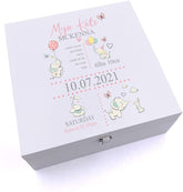 ukgiftstoreonline Personalised Baby Girl Elephants Design Keepsake Wooden Box