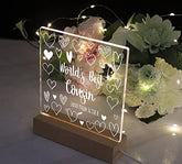 World's Best Cousin Personalised Night Light LED Lamp Gift