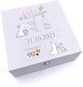 ukgiftstoreonline Personalised Luxury Rabbit Baby Girl Keepsake Wooden Box