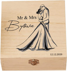 Personalised Wooden Wedding Couple Keepsake Memory Box