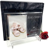 Personalised Christening Large Glass Photo Frame In Lined Gift Box