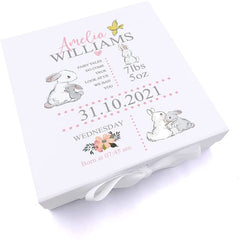ukgiftstoreonline Personalised Rabbit Baby Girl Keepsake Memory Box Gift