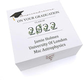 Personalised Graduation Keepsake Memory Wooden Box Gift Leaf Design