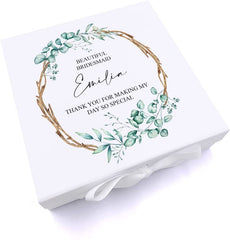 Personalised Bridesmaid Keepsake Box Wedding Memory gift box With Leaves