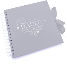 Daddy White Scrapbook Photo Album Silver Script