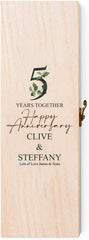 Personalised 5th Anniversary Wooden Wine or Champagne Box Gift