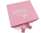 ukgiftstoreonline Pink Friends Keepsake Memory Box Gift With Silver Heart Print