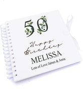 Personalised 50th Birthday Green Leaf Design Gift Scrapbook Photo Album