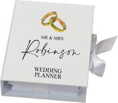 Personalised Wedding Planner Engagement Gift With Ribbon Gold Rings Design