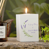 Personalised Wedding Tea Light With Green Leaf and Twigs Design