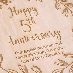 ukgiftstoreonline Personalised 5th Anniversary Wooden Photo Album Scrapbook Keepsake Gift