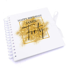 Personalised 40th Birthday Gift Scrapbook or Photo Album Gold Sparkles