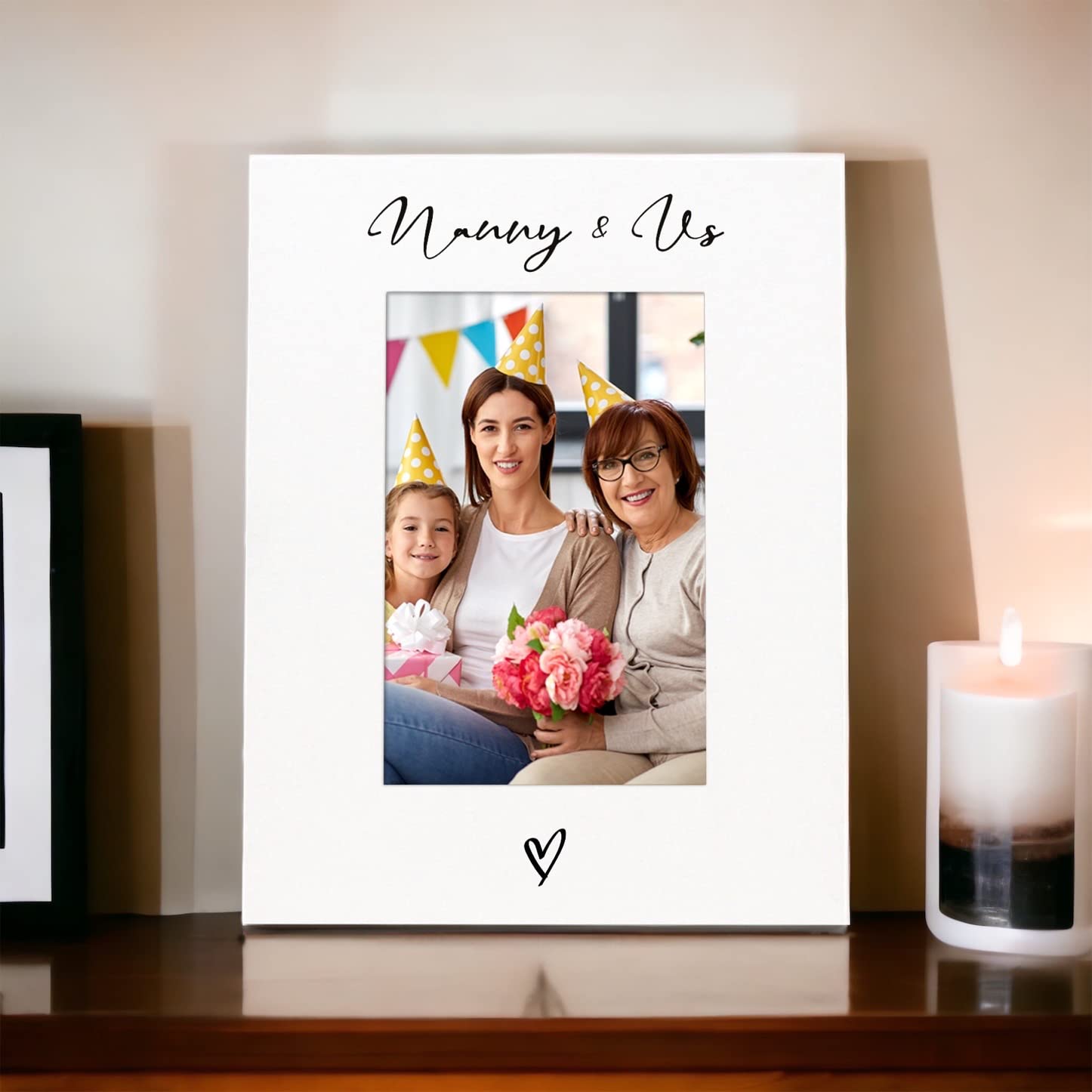 White 6x4 Portrait Picture Photo Frame Nanny & Us Heart Photo Frame ukgiftstoreonline
