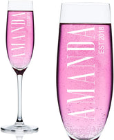 ukgiftstoreonline Personalised Birthday Champagne Flute Prosecco Glass Any Name and Year