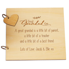 Personalised Great Grandad Sentiment Scrapbook or Photo Album Gift